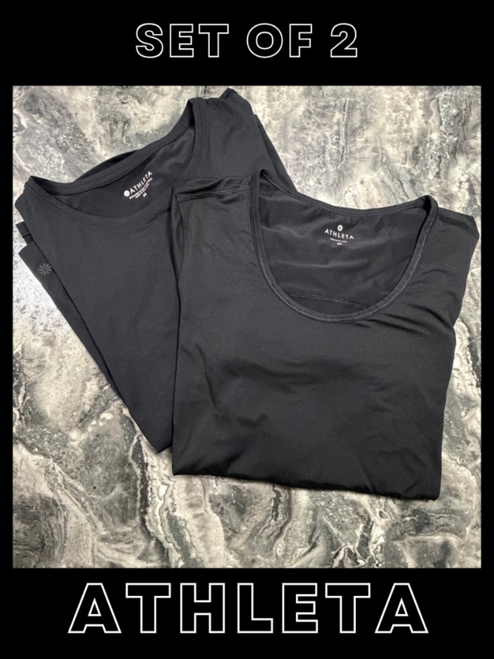 Set of 2 Athleta women's long sleeve black shirt top size medium